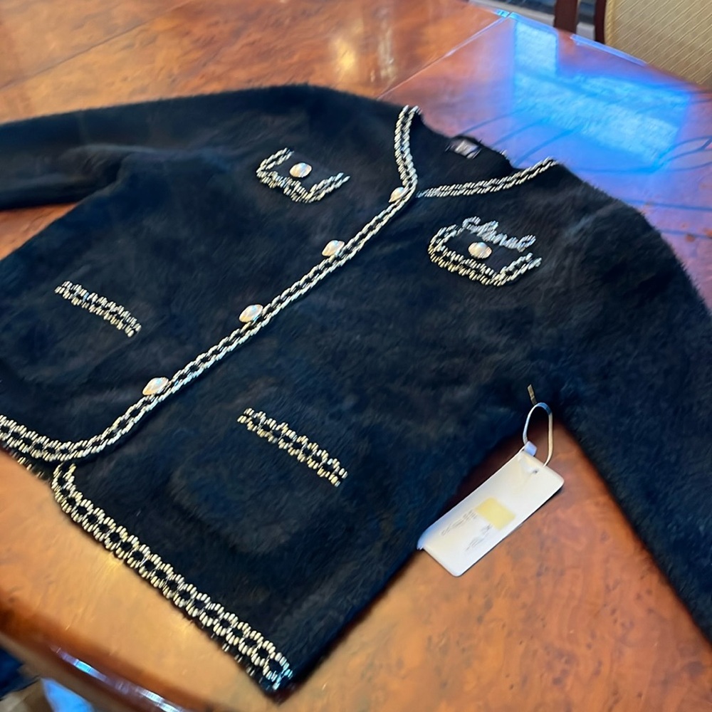 NWT Women jacket Chanel  style front pockets pearl buttons,  Chanel decoration